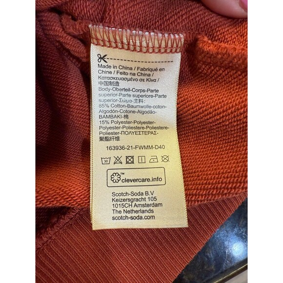 Scotch & Soda Felpa Organic Cotton Embroidered Sweatshirt Red Earth NEW Size M - Picture 8 of 11